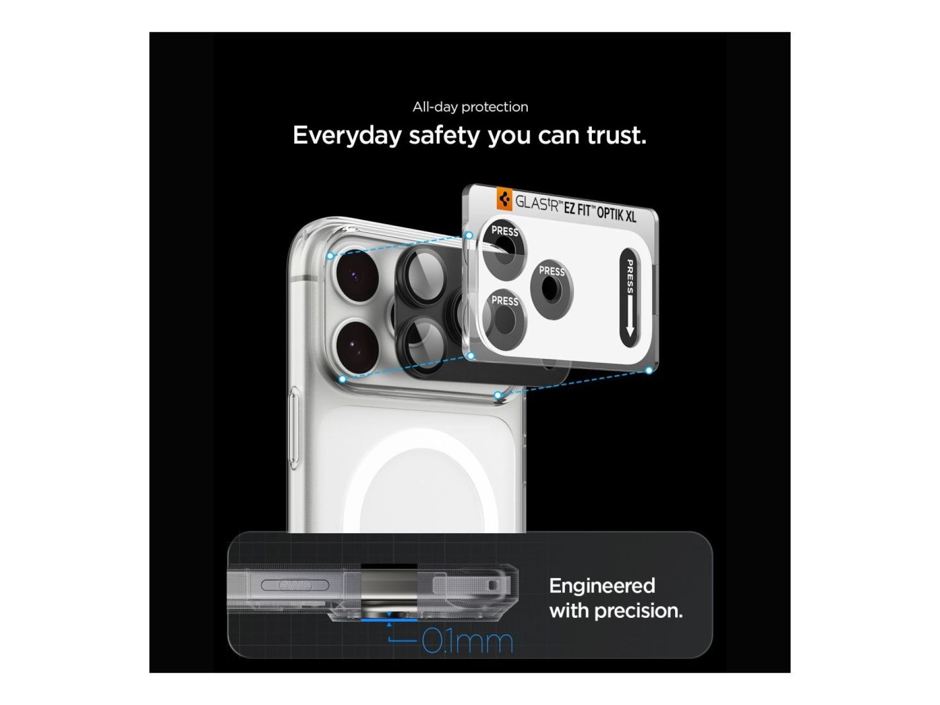 Protetor de ecrã de vidro temperado Spigen Optik Pro XL Glas.tR EZ Fit para câmara do iPhone 18 Pro
