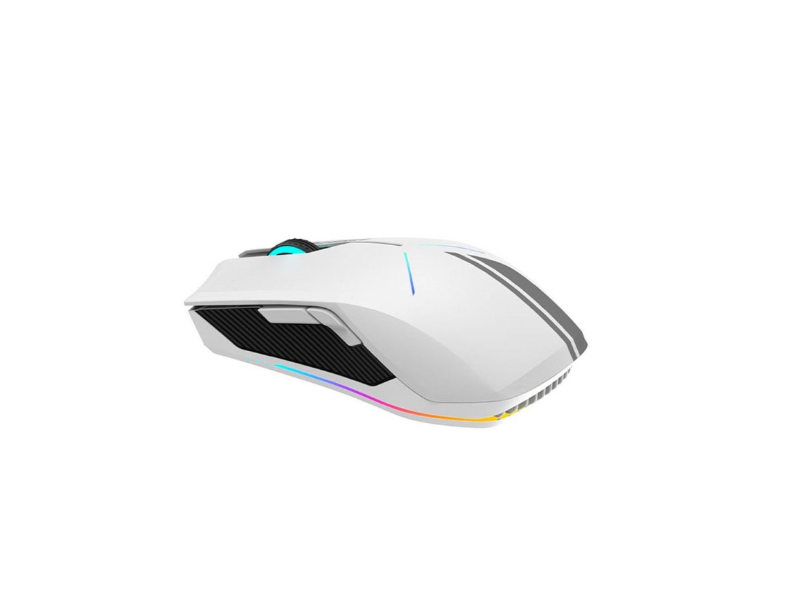 Rato Gamer Sem Fios Machenike M721 10000 DPI com Retroiluminação RGB - Branco