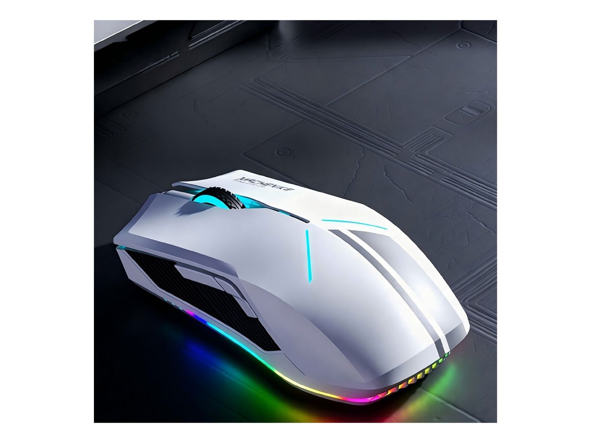 Rato Gamer Sem Fios Machenike M721 10000 DPI com Retroiluminação RGB - Branco