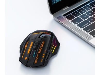 Ratón inalámbrico óptico para juegos Wozinsky WMGB-1179 con batería recargable integrada, 3200 DPI y Ratón inalámbrico óptico para juegos Wozinsky WMGB-1179 con batería recargable integrada, 3200 DPI y