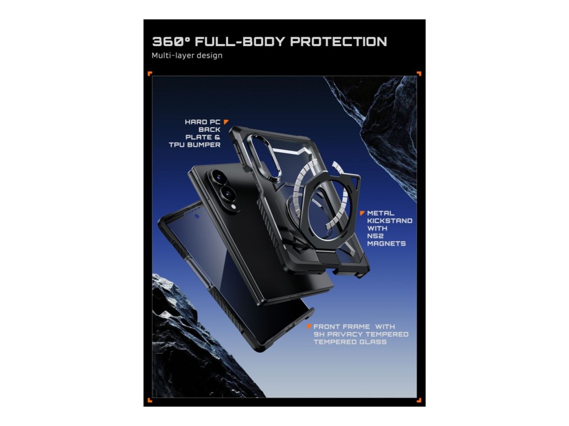 Supcase UB Grip Mag MagSafe Privacy Case for Samsung Galaxy Z Fold 8 - Black