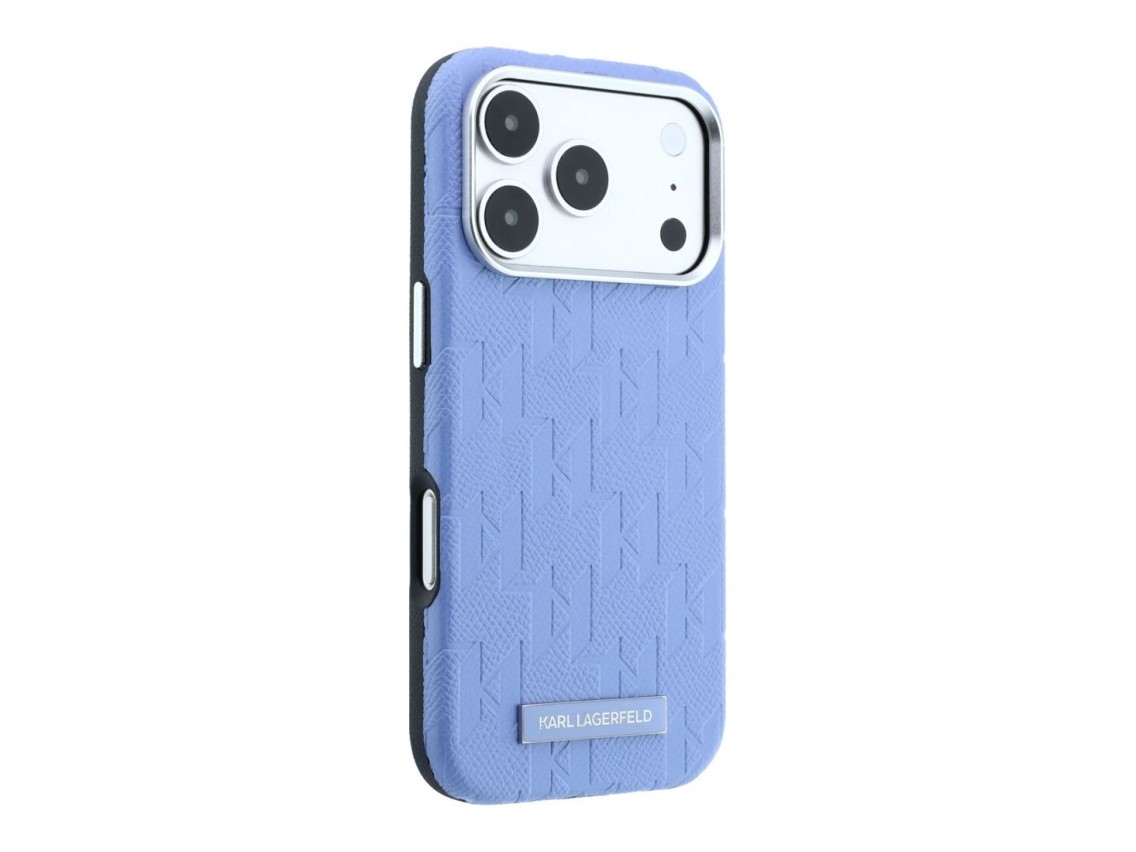 Karl Lagerfeld Grained Mono Resin Logo MagSafe Case for iPhone 17 Pro Max / 18 Pro Max - Light Blue
