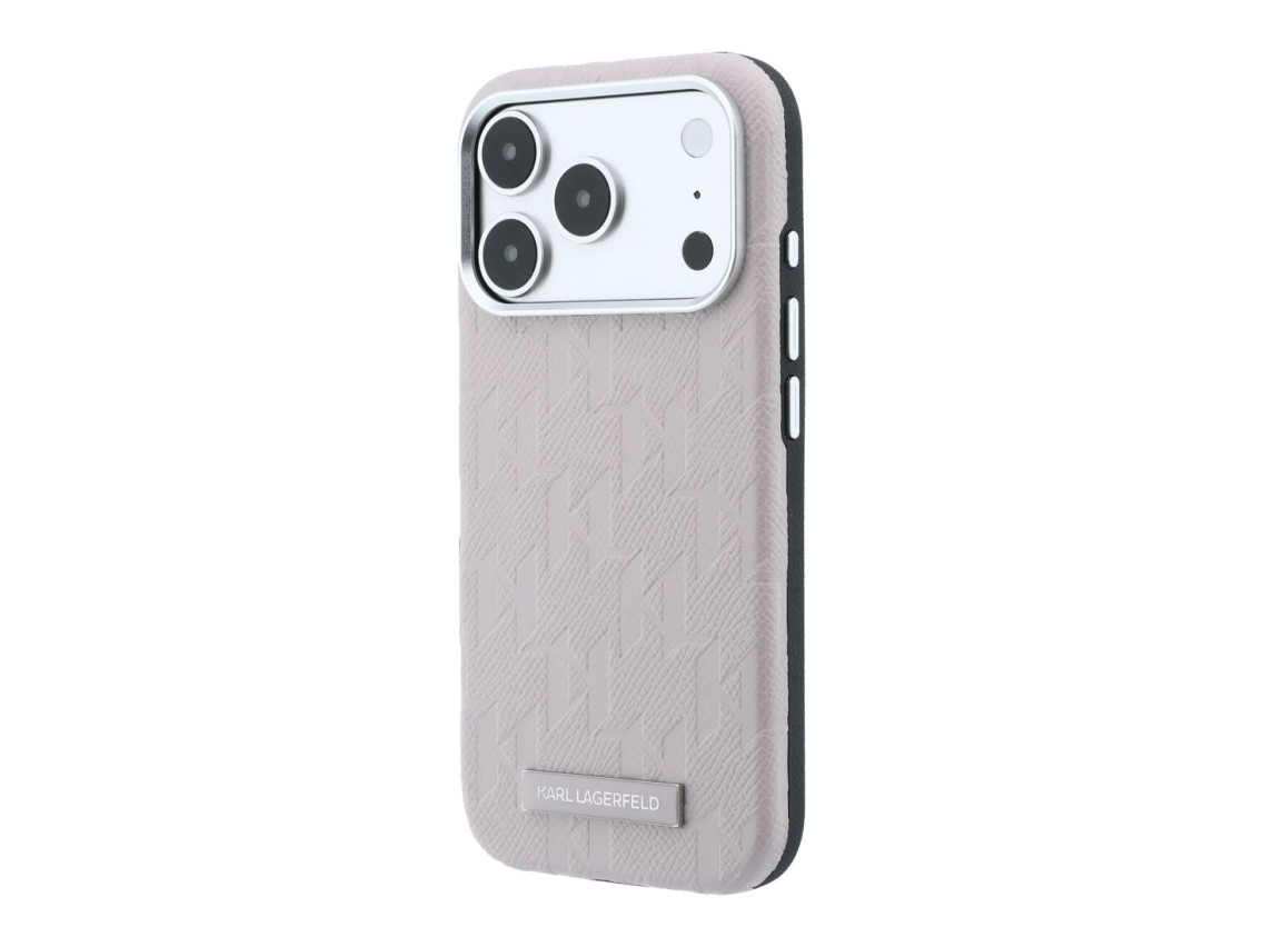 Karl Lagerfeld Grained Mono Resin Logo MagSafe Case for iPhone 17 Pro Max / 18 Pro Max - Pink
