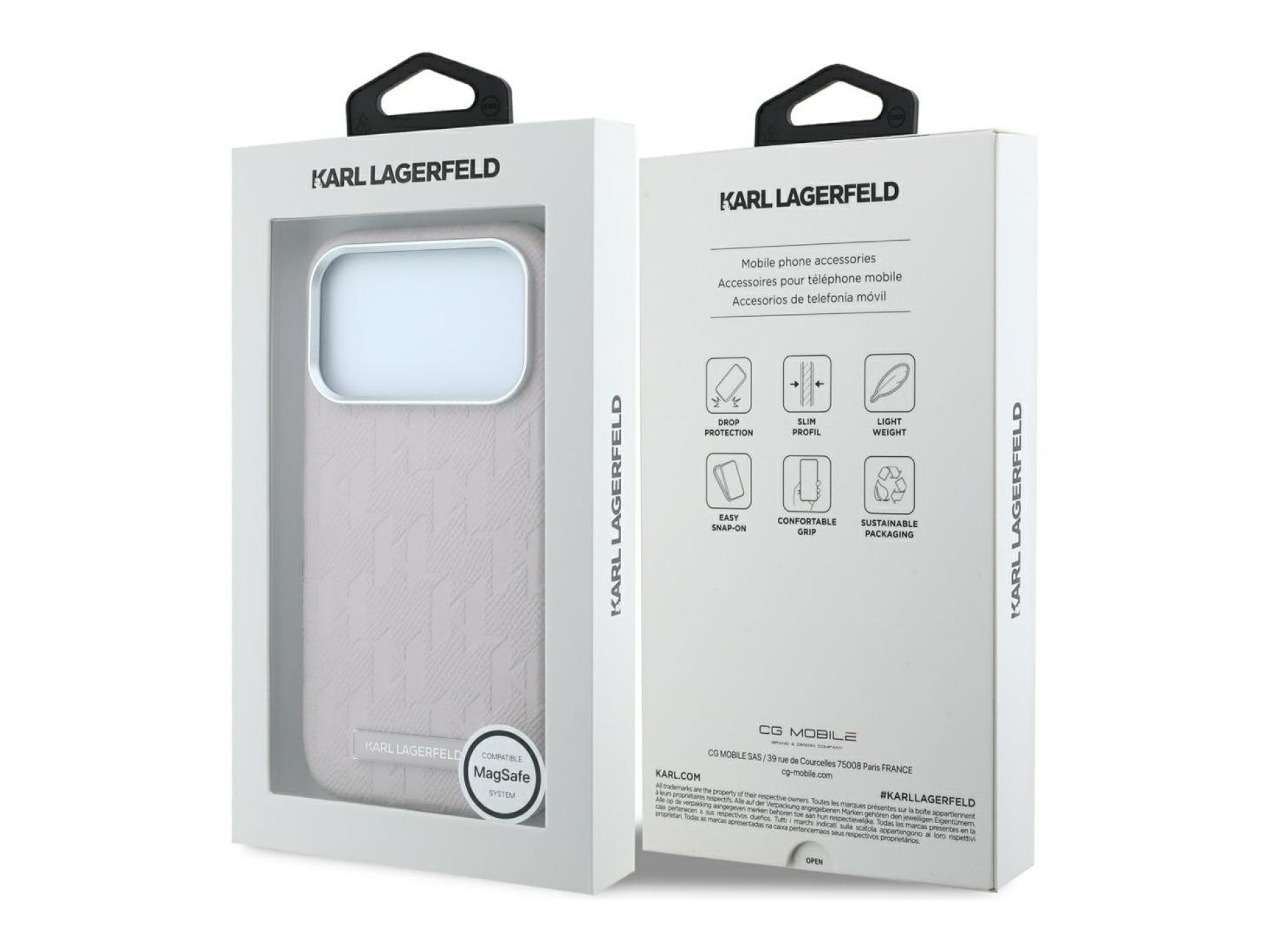 Karl Lagerfeld Grained Mono Resin Logo MagSafe Case for iPhone 17 Pro Max / 18 Pro Max - Pink