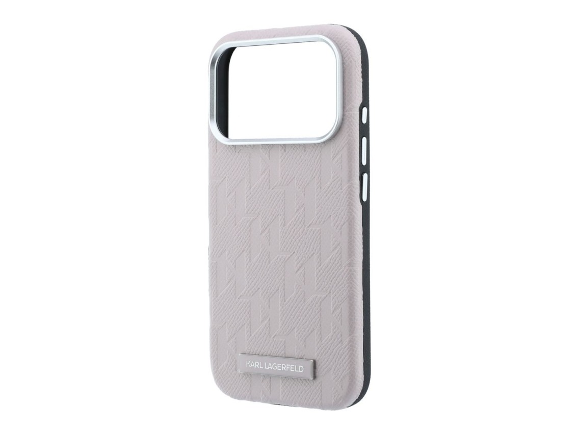 Karl Lagerfeld Grained Mono Resin Logo MagSafe Case for iPhone 17 Pro Max / 18 Pro Max - Pink