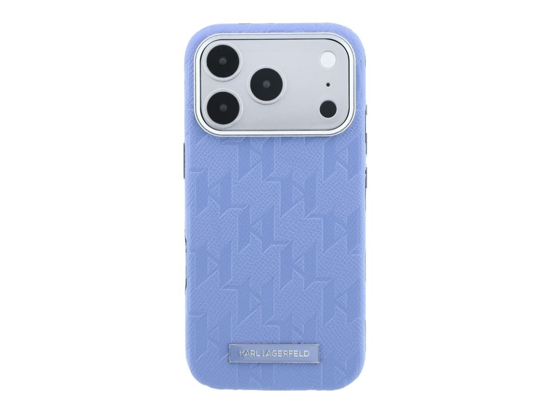 Karl Lagerfeld Grained Mono Resin Logo MagSafe Case for iPhone 17 Pro Max / 18 Pro Max - Light Blue