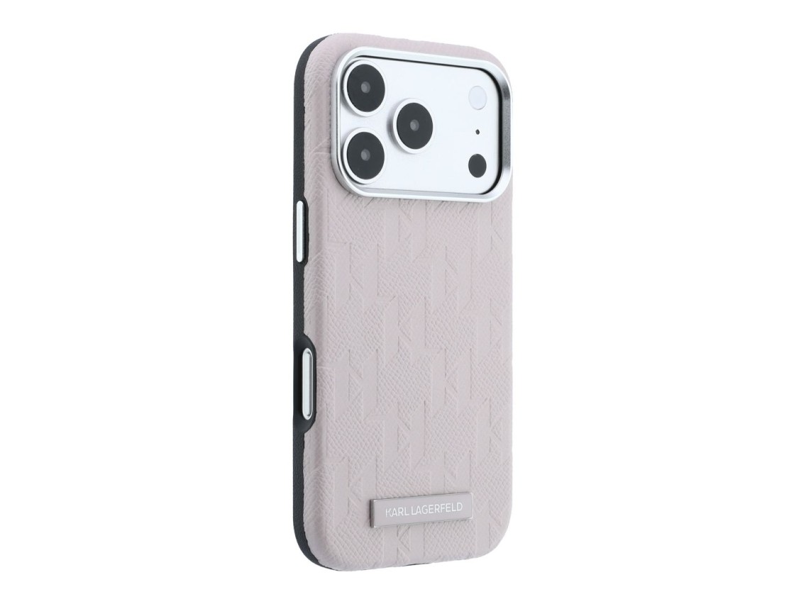 Karl Lagerfeld Grained Mono Resin Logo MagSafe Case for iPhone 17 Pro Max / 18 Pro Max - Pink