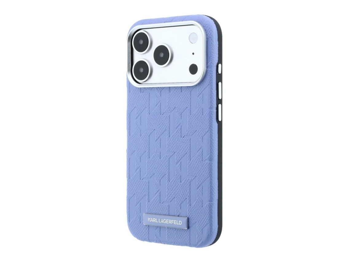 Karl Lagerfeld Grained Mono Resin Logo MagSafe Case for iPhone 17 Pro Max / 18 Pro Max - Light Blue