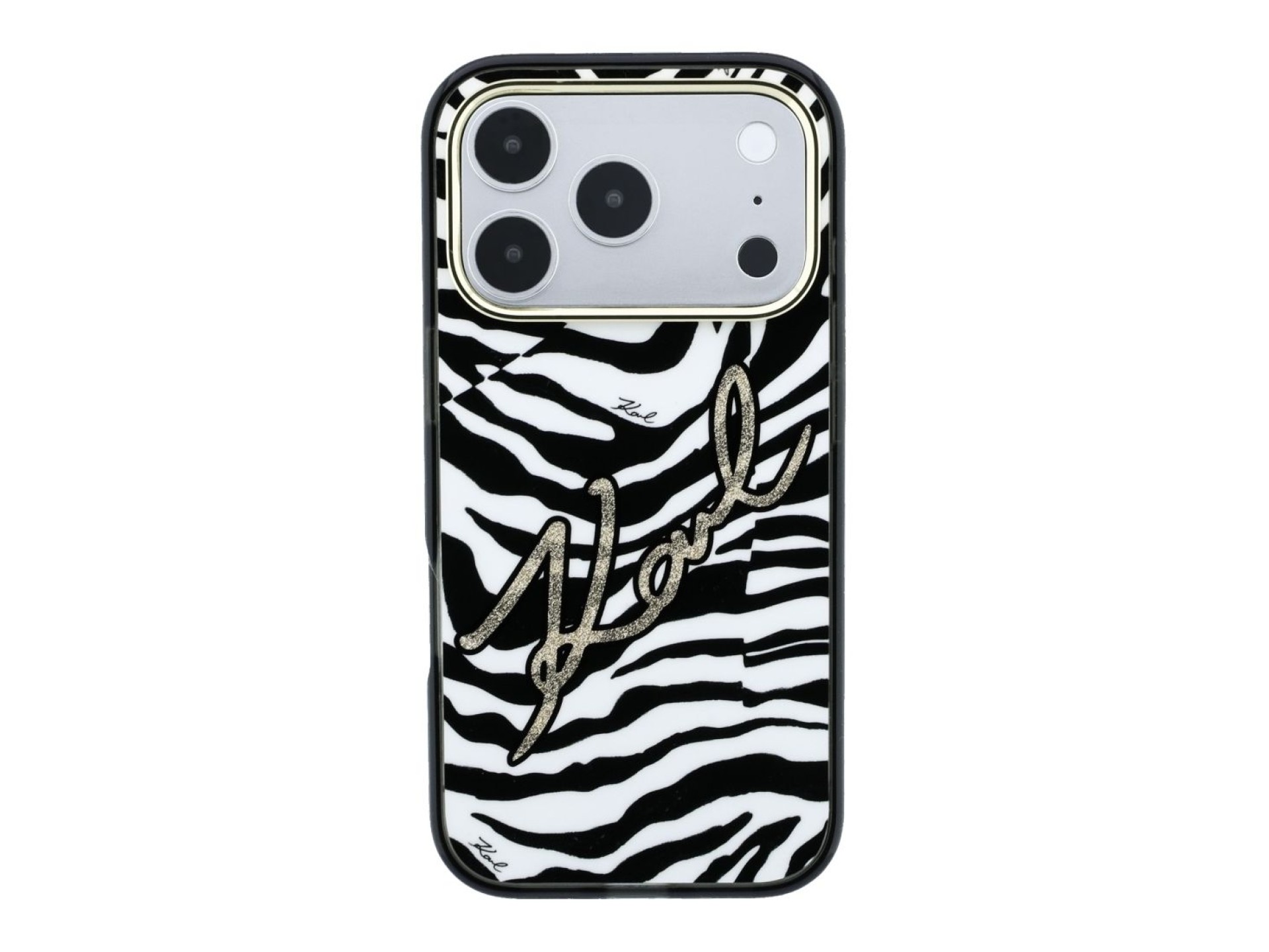 Capa MagSafe Karl Lagerfeld IML Signature Zebra Glitter para iPhone 17 Pro/18 Pro - Dourado