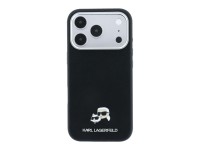 Capa MagSafe Karl Lagerfeld Grained Heads em metal para iPhone 17 Pro / 18 Pro - Preta
