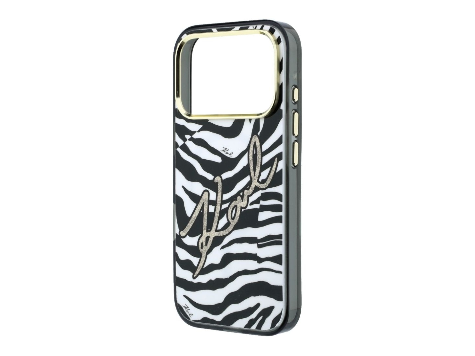Capa MagSafe Karl Lagerfeld IML Signature Zebra Glitter para iPhone 17 Pro/18 Pro - Dourado