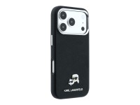 Capa MagSafe Karl Lagerfeld Grained Heads em metal para iPhone 17 Pro / 18 Pro - Preta