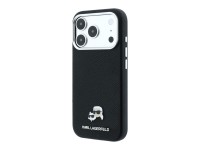 Capa MagSafe Karl Lagerfeld Grained Heads em metal para iPhone 17 Pro / 18 Pro - Preta