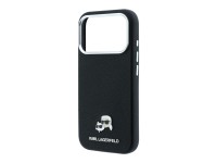Capa MagSafe Karl Lagerfeld Grained Heads em metal para iPhone 17 Pro / 18 Pro - Preta