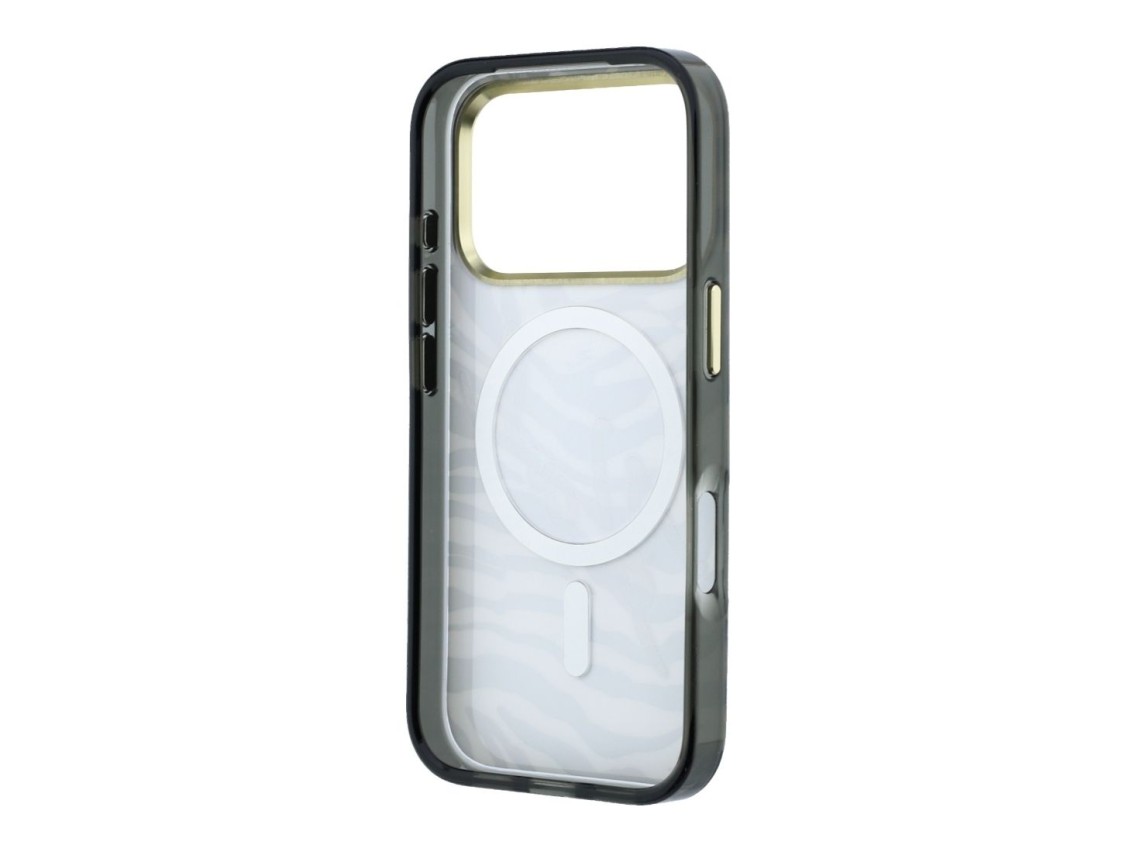 Capa MagSafe Karl Lagerfeld IML Signature Zebra Glitter para iPhone 17 Pro Max / 18 Pro Max - Dourad