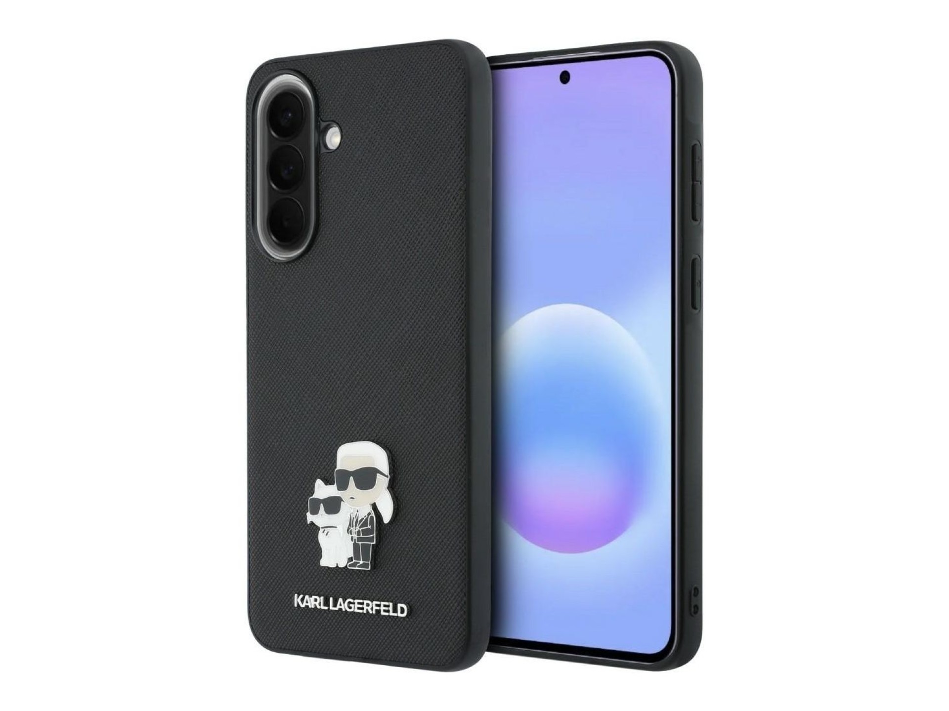 Karl Lagerfeld Saffiano Case with K&C Metal Logo for Samsung Galaxy A57 5G - Black