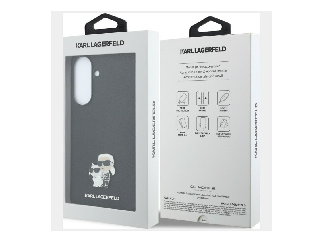 Karl Lagerfeld Saffiano Case with K&C Metal Logo for Samsung Galaxy A57 5G - Black