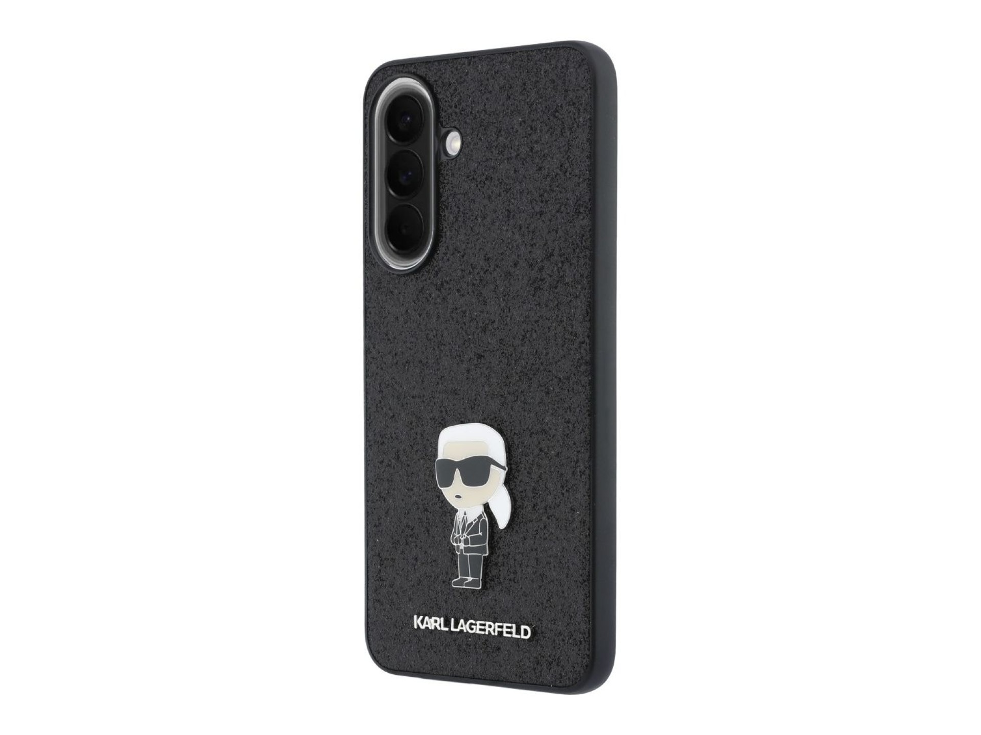 Karl Lagerfeld Fixed Glitter Ikonik Logo Metal Pin Case for Samsung Galaxy A37 5G - Black