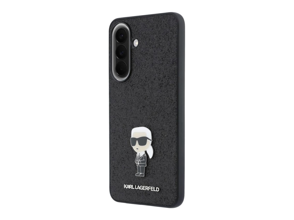 Karl Lagerfeld Fixed Glitter Ikonik Logo Metal Pin Case for Samsung Galaxy A37 5G - Black