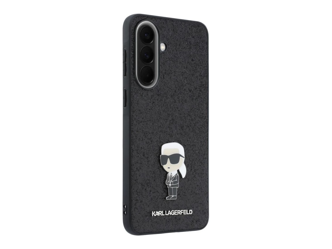 Karl Lagerfeld Fixed Glitter Ikonik Logo Metal Pin Case for Samsung Galaxy A37 5G - Black
