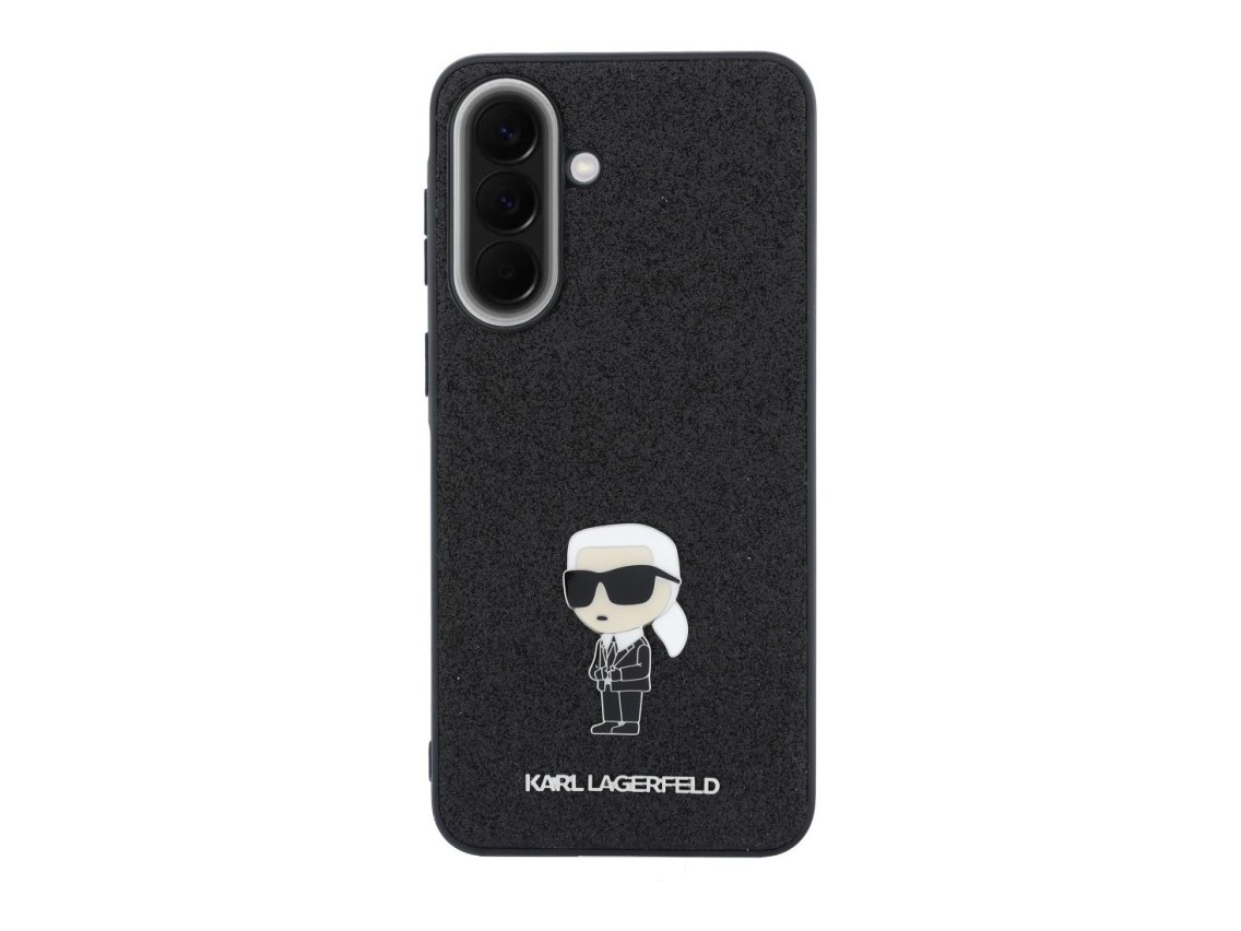 Karl Lagerfeld Fixed Glitter Ikonik Logo Metal Pin Case for Samsung Galaxy A57 5G - Black