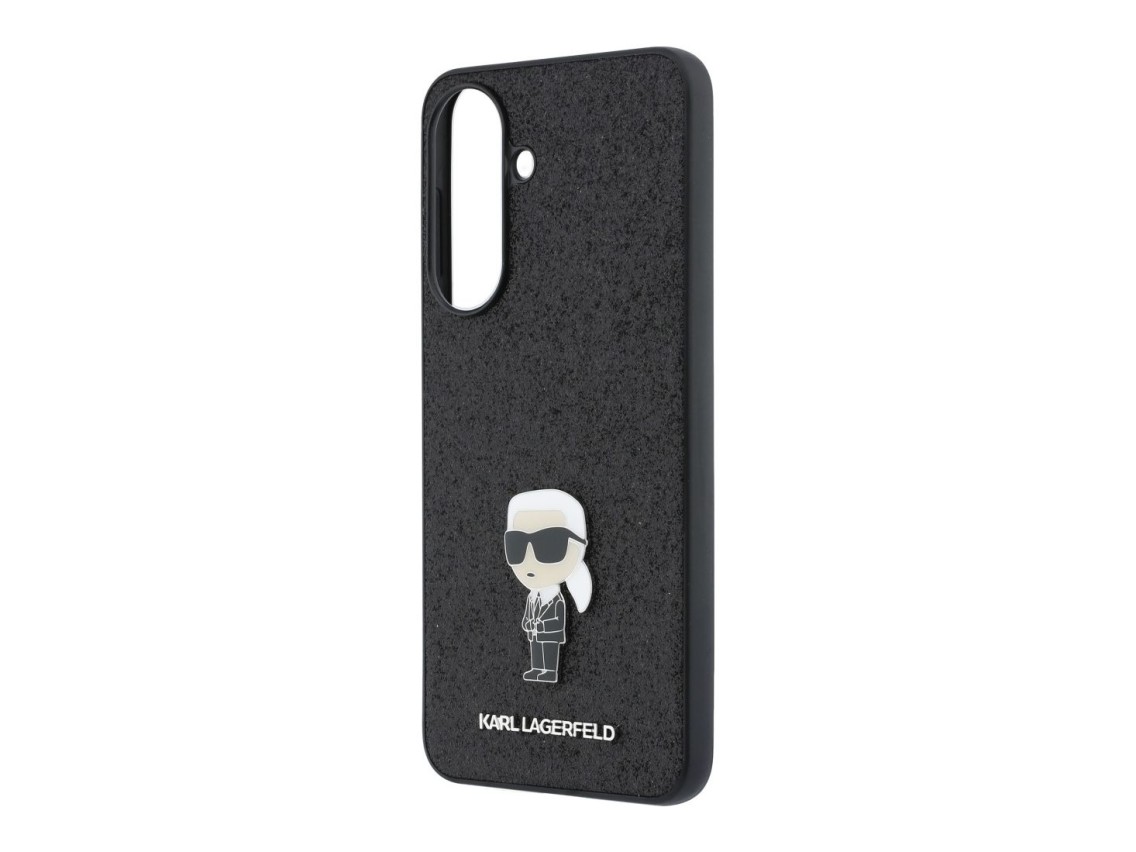 Karl Lagerfeld Fixed Glitter Ikonik Logo Metal Pin Case for Samsung Galaxy A37 5G - Black
