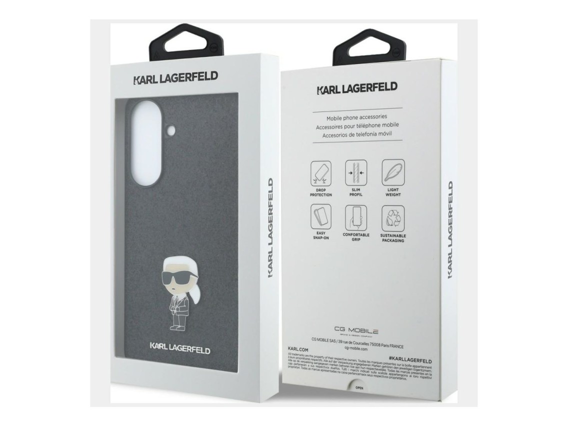 Karl Lagerfeld Fixed Glitter Ikonik Logo Metal Pin Case for Samsung Galaxy A37 5G - Black