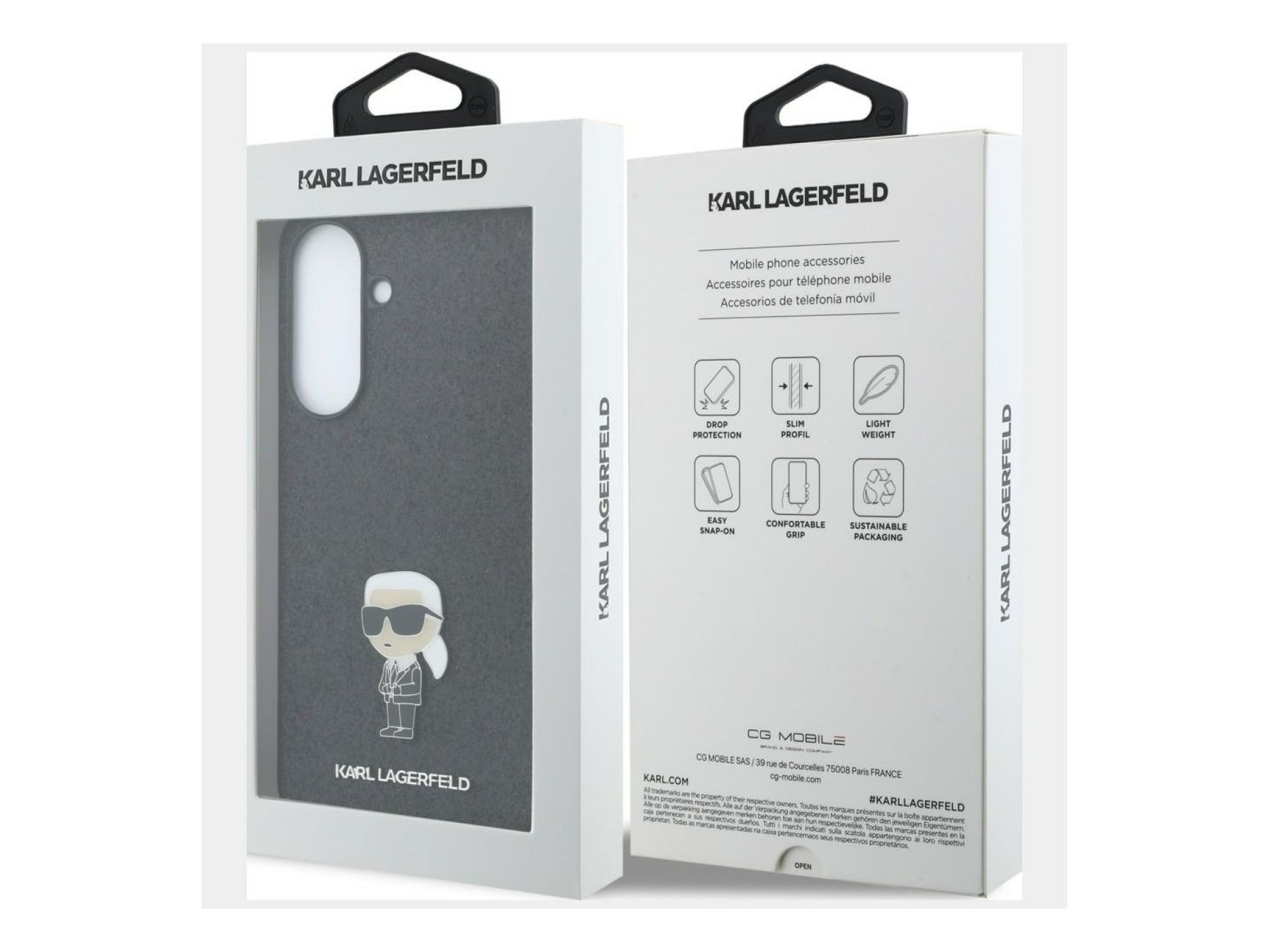Karl Lagerfeld Fixed Glitter Ikonik Logo Metal Pin Case for Samsung Galaxy A37 5G - Black