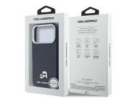 Capa MagSafe Karl Lagerfeld Karl & Choupette Head Pins Saffiano para iPhone 17 Pro - Azul Capa MagSafe Karl Lagerfeld Karl & Choupette Head Pins Saffiano para iPhone 17 Pro - Azul