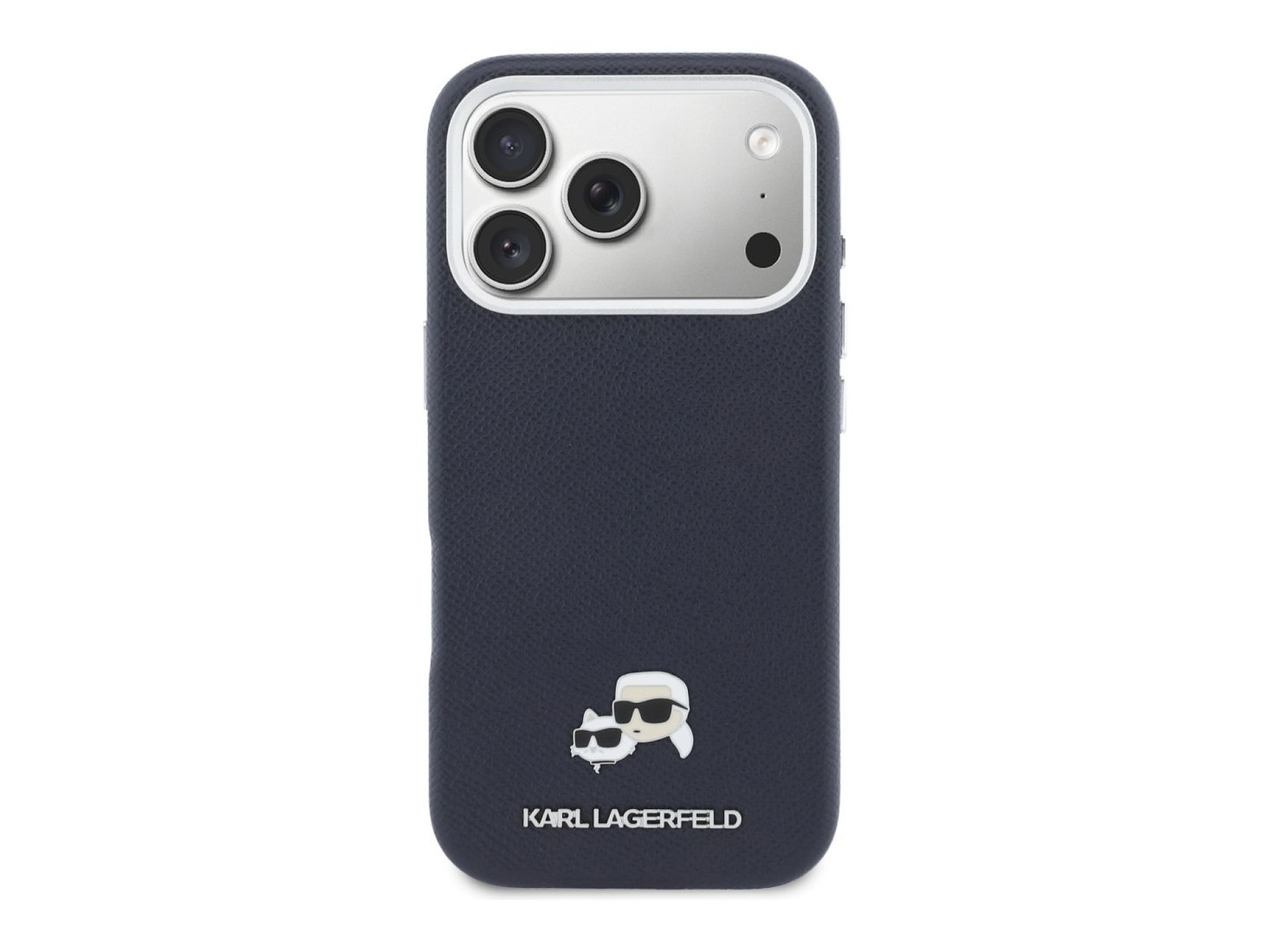 Capa MagSafe Karl Lagerfeld Karl & Choupette Head Pins Saffiano para iPhone 17 Pro - Azul