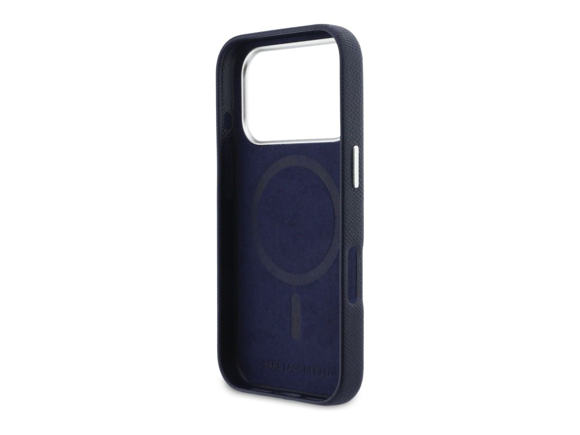 Capa MagSafe Karl Lagerfeld Karl & Choupette Head Pins Saffiano para iPhone 17 Pro - Azul