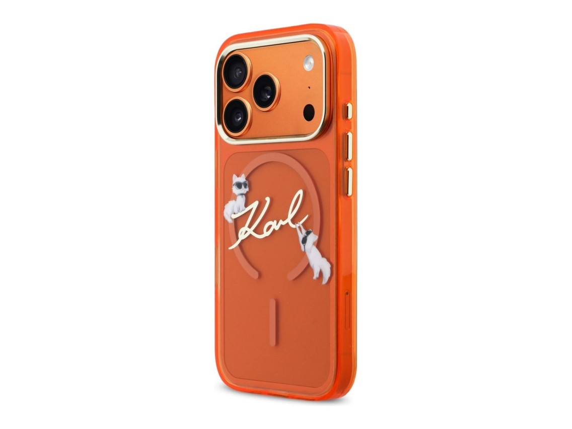 Karl Lagerfeld IML Choupettes Karl Script Logo MagSafe Case for iPhone 17 Pro Max - Orange