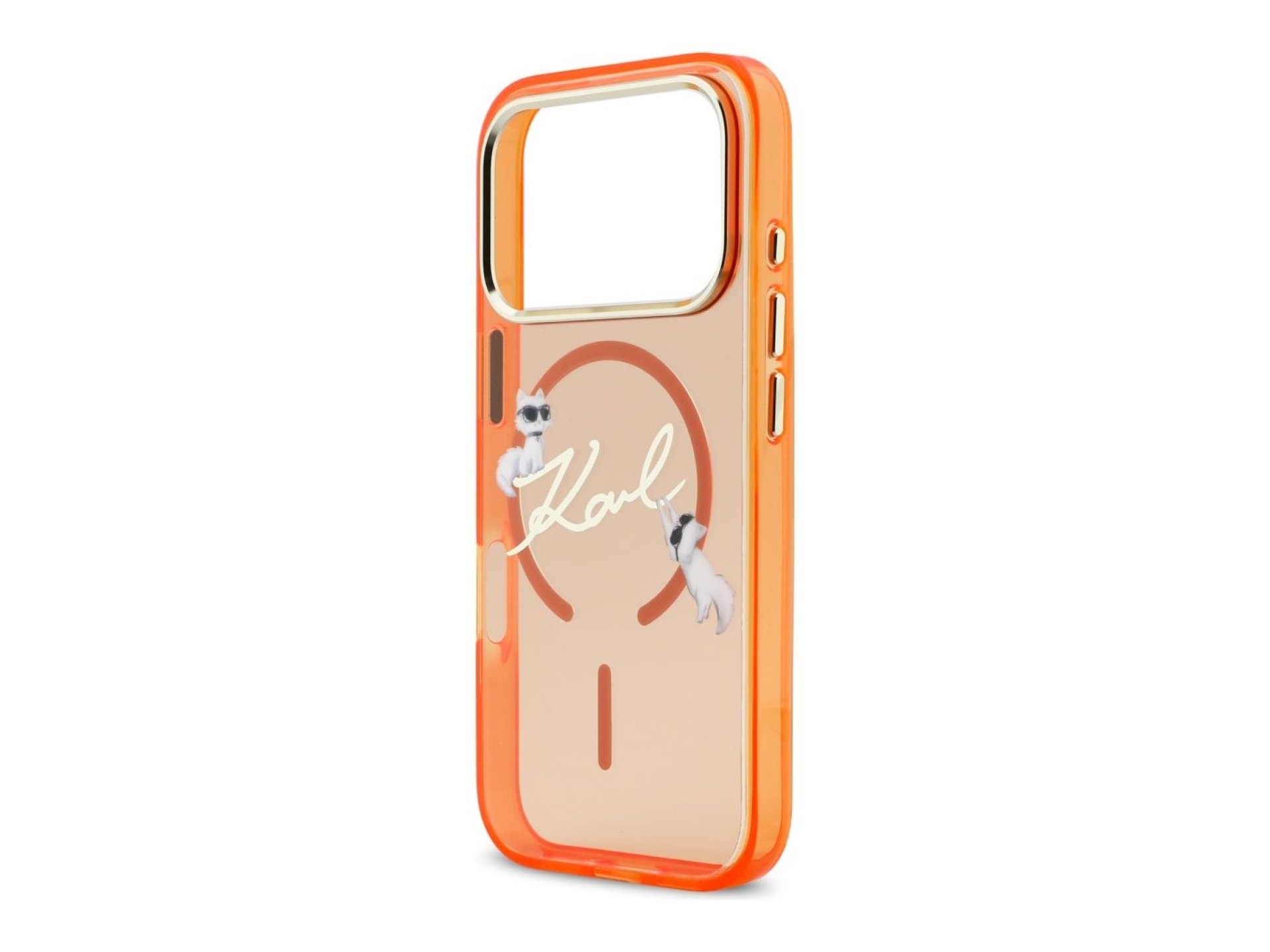 Capa MagSafe Karl Lagerfeld IML Choupettes Karl Script Logo para iPhone 17 Pro - Laranja