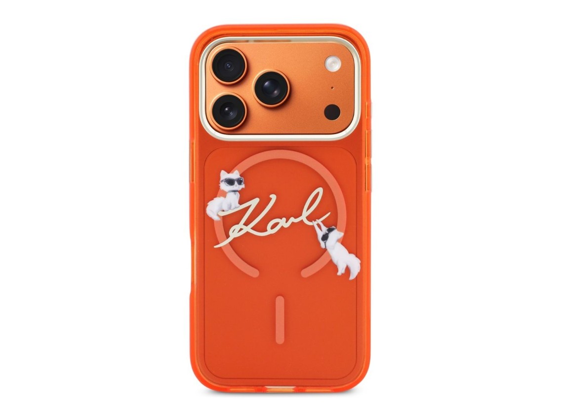Karl Lagerfeld IML Choupettes Karl Script Logo MagSafe Case for iPhone 17 Pro Max - Orange