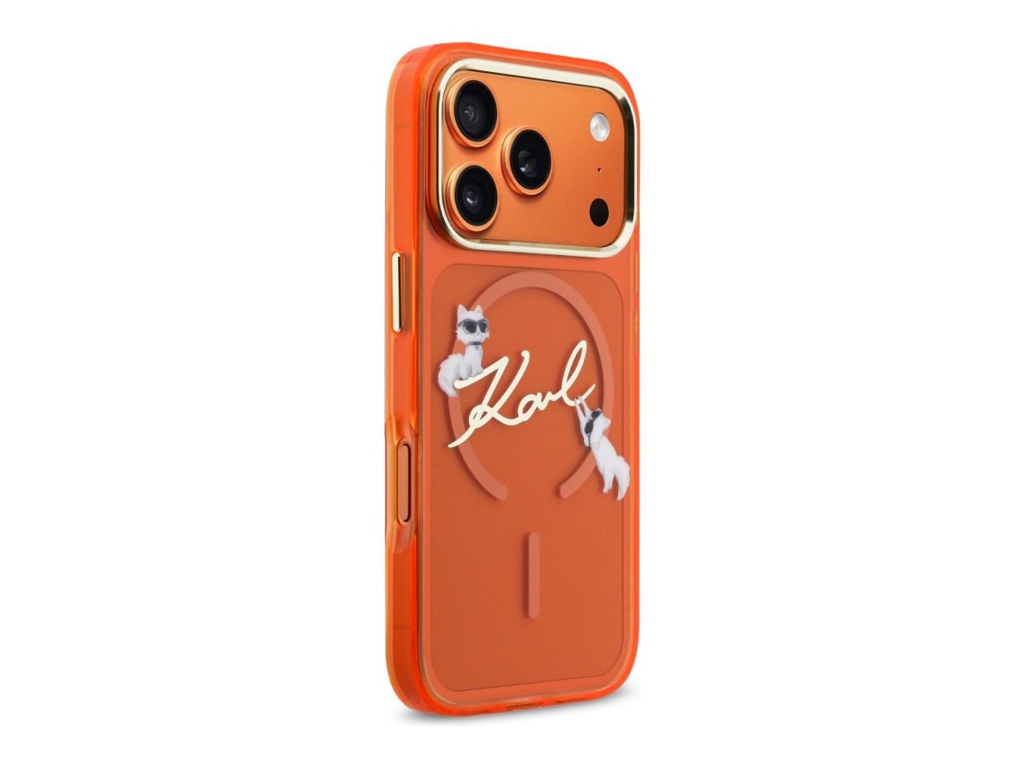 Karl Lagerfeld IML Choupettes Karl Script Logo MagSafe Case for iPhone 17 Pro Max - Orange