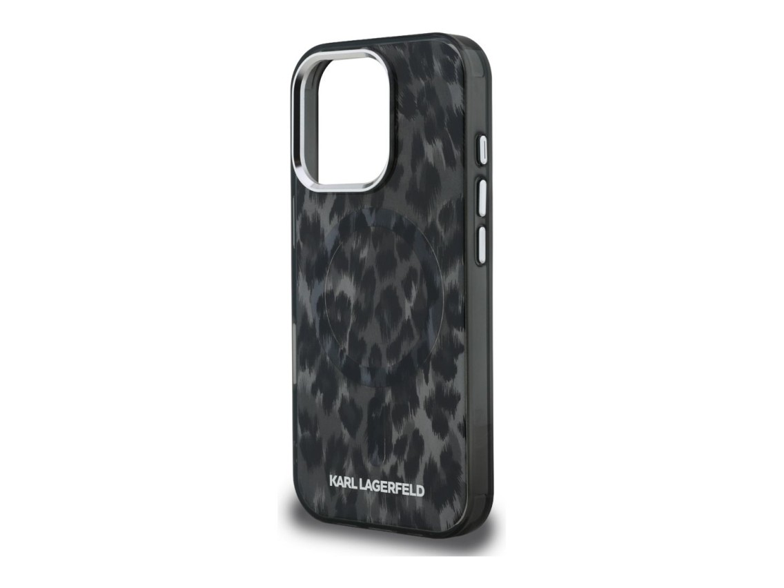 Capa MagSafe Karl Lagerfeld IML com padr�o leopardo para iPhone 16 Pro Max - Preto