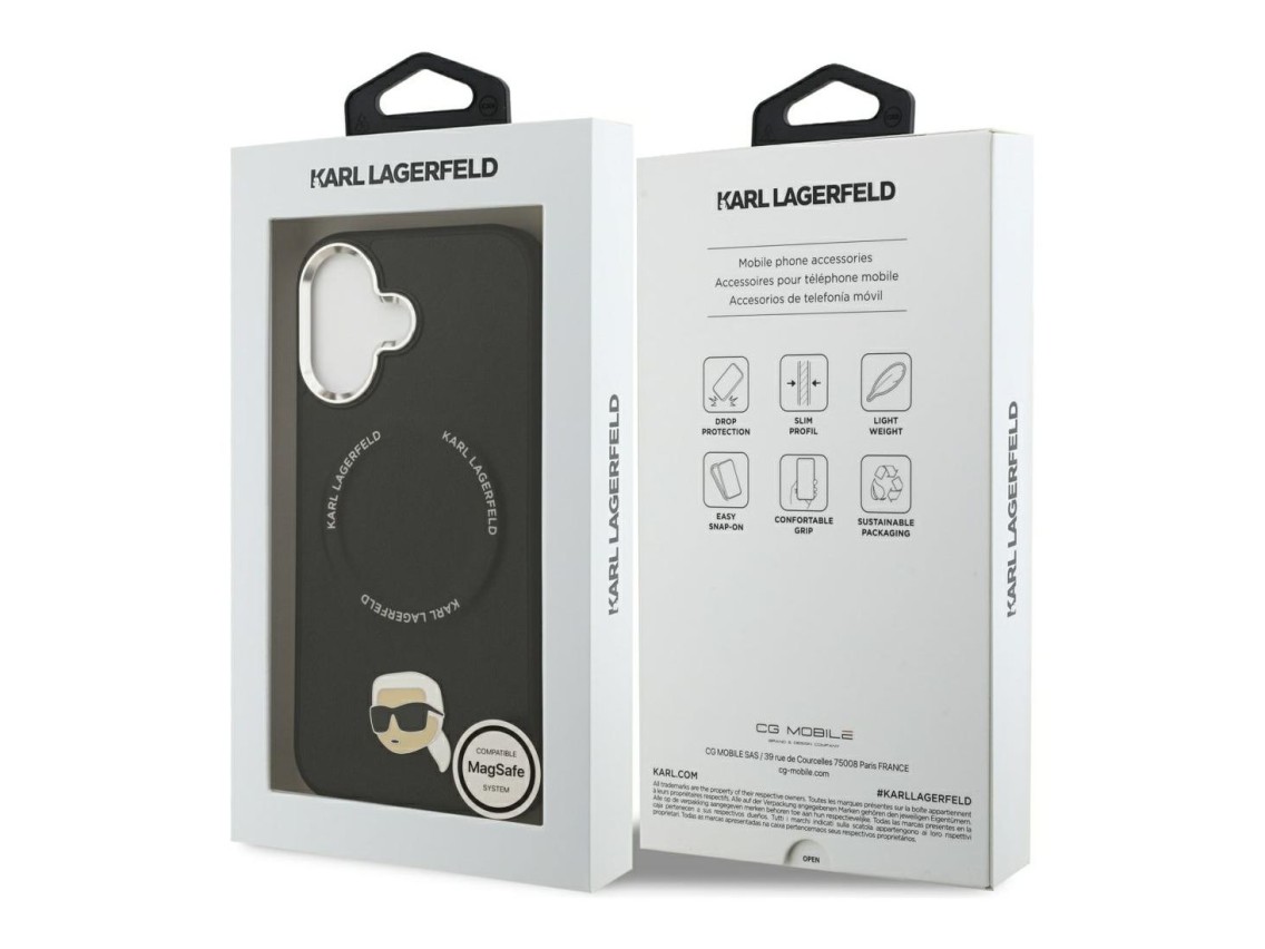 Capa MagSafe Karl Lagerfeld Karl Pin para iPhone 17 - Preto
