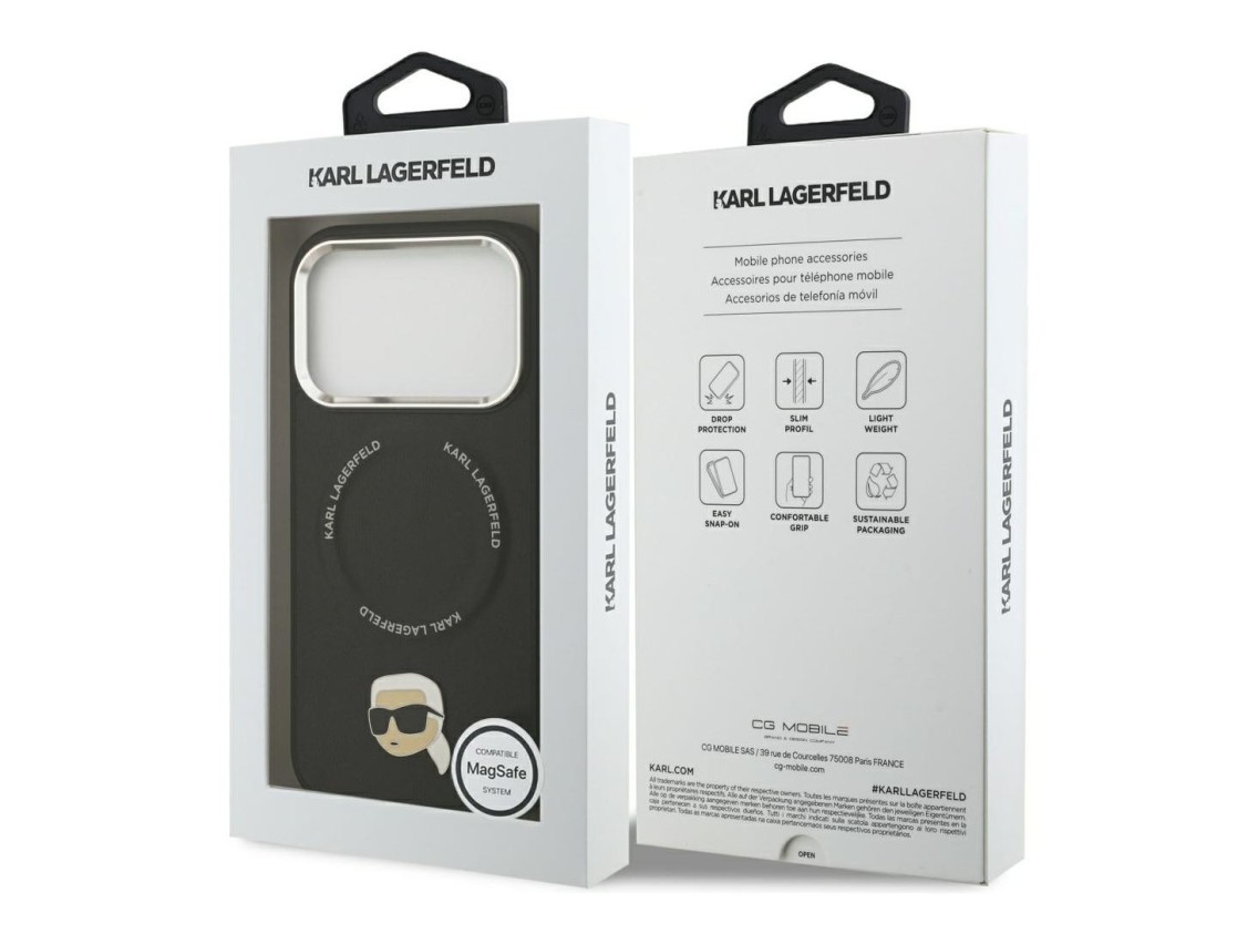 Capa MagSafe Karl Lagerfeld Karl Pin para iPhone 17 Pro - Preto