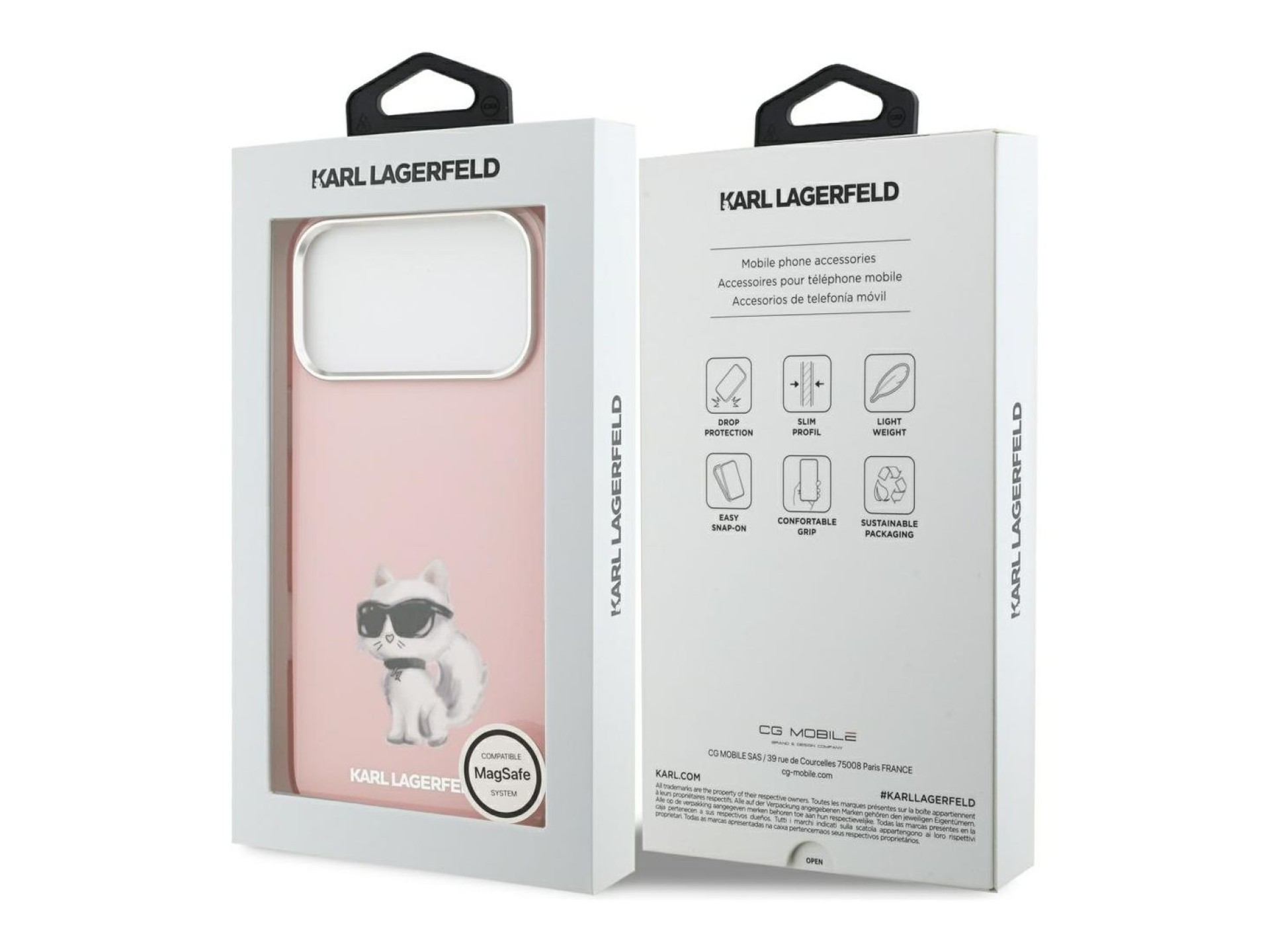 Capa MagSafe Karl Lagerfeld IML Aquarelle Choupette & Logo para iPhone 17 Pro - Rosa