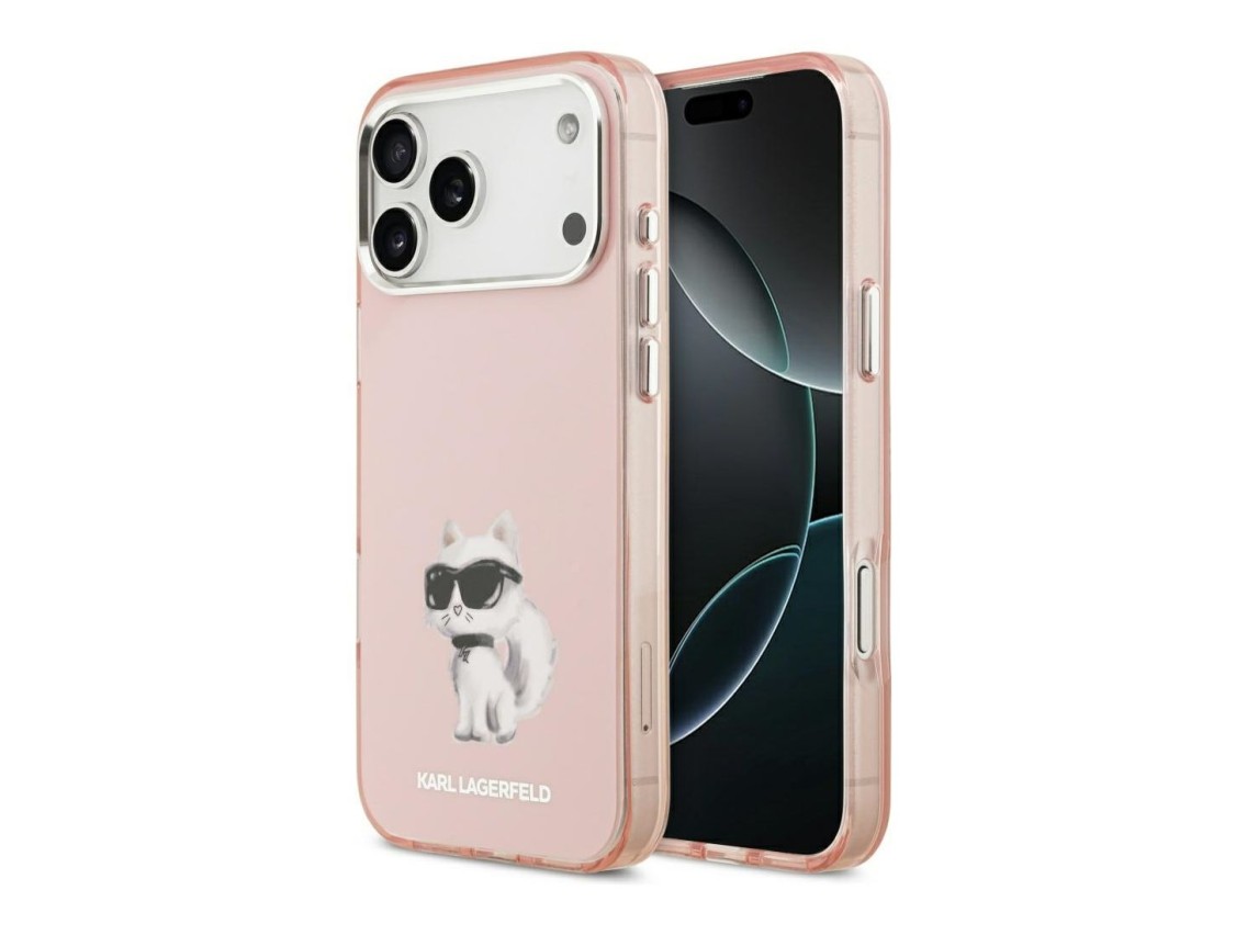 Capa MagSafe Karl Lagerfeld IML Aquarelle Choupette & Logo para iPhone 17 Pro - Rosa