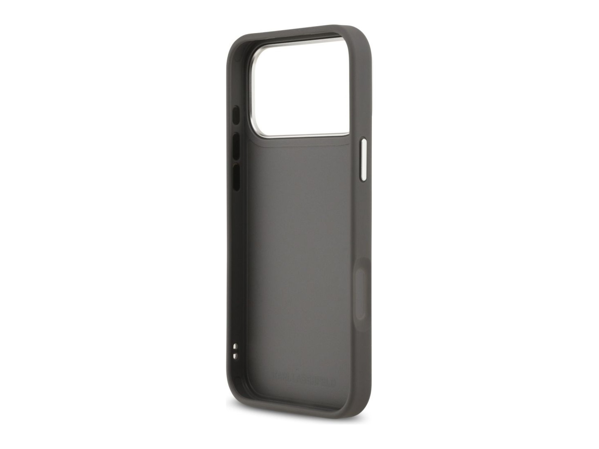 Karl Lagerfeld FW Grained Karl & Choupette Heads Pins & Logo iPhone 17 Pro Max Case - Gray