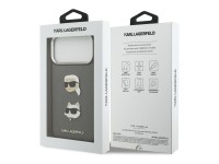 Karl Lagerfeld FW Grained Karl & Choupette Heads Pins & Logo iPhone 17 Pro Max Case - Gray Karl Lagerfeld FW Grained Karl & Choupette Heads Pins & Logo iPhone 17 Pro Max Case - Gray