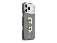 Karl Lagerfeld FW Grained Karl & Choupette Heads Pins & Logo iPhone 17 Pro Max Case - Gray Karl Lagerfeld FW Grained Karl & Choupette Heads Pins & Logo iPhone 17 Pro Max Case - Gray