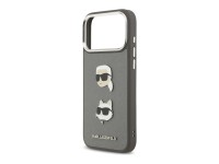 Karl Lagerfeld FW Grained Karl & Choupette Heads Pins & Logo iPhone 17 Pro Max Case - Gray Karl Lagerfeld FW Grained Karl & Choupette Heads Pins & Logo iPhone 17 Pro Max Case - Gray