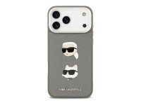 Karl Lagerfeld FW Grained Karl & Choupette Heads Pins & Logo iPhone 17 Pro Max Case - Gray Karl Lagerfeld FW Grained Karl & Choupette Heads Pins & Logo iPhone 17 Pro Max Case - Gray