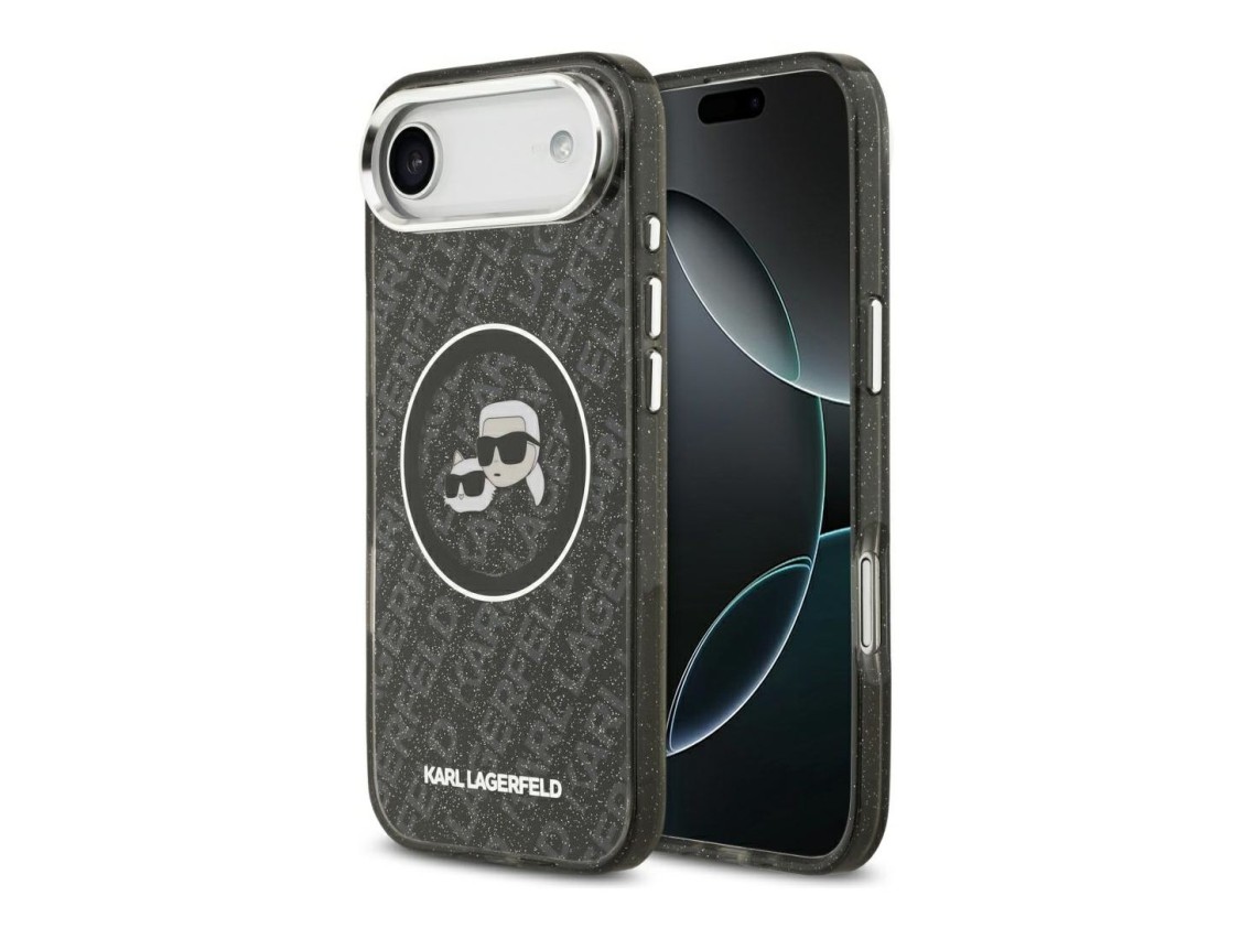 Capa MagSafe para iPhone Air com estampado de Karl Lagerfeld IML Glitter Karl & Choupette Heads - Pr