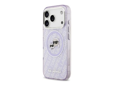Karl Lagerfeld IML Glitter Karl & Choupette Heads Logo MagSafe Case for iPhone 17 Pro - Purple Karl Lagerfeld IML Glitter Karl & Choupette Heads Logo MagSafe Case for iPhone 17 Pro - Purple