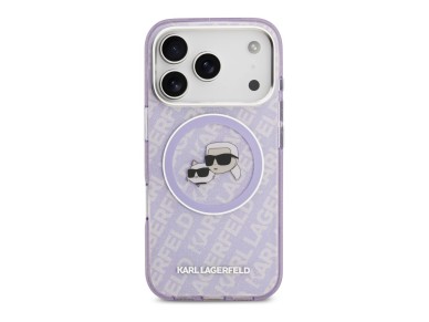 Karl Lagerfeld IML Glitter Karl & Choupette Heads Logo MagSafe Case for iPhone 17 Pro - Purple Karl Lagerfeld IML Glitter Karl & Choupette Heads Logo MagSafe Case for iPhone 17 Pro - Purple