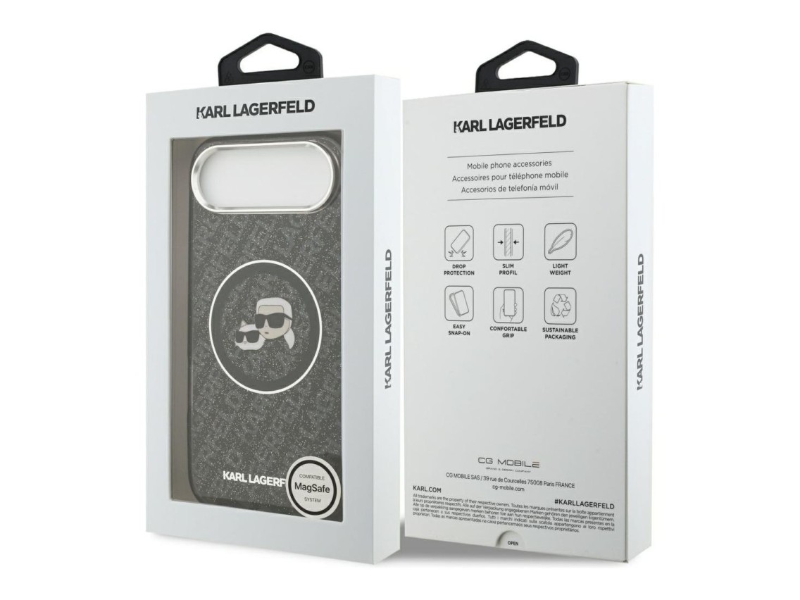 Capa MagSafe para iPhone Air com estampado de Karl Lagerfeld IML Glitter Karl & Choupette Heads - Pr