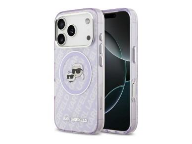 Karl Lagerfeld IML Glitter Karl & Choupette Heads Logo MagSafe Case for iPhone 17 Pro - Purple Karl Lagerfeld IML Glitter Karl & Choupette Heads Logo MagSafe Case for iPhone 17 Pro - Purple